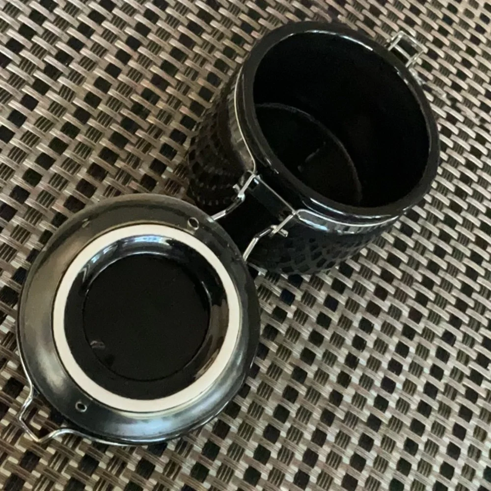 OGGI Black Ceramic Canister Knick Knack Trinket Sealed Container
